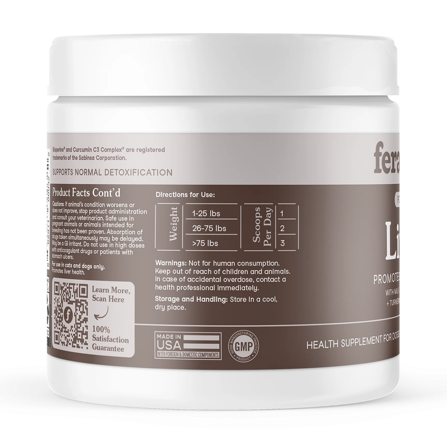 Liver Support Supplement Jar Back Label