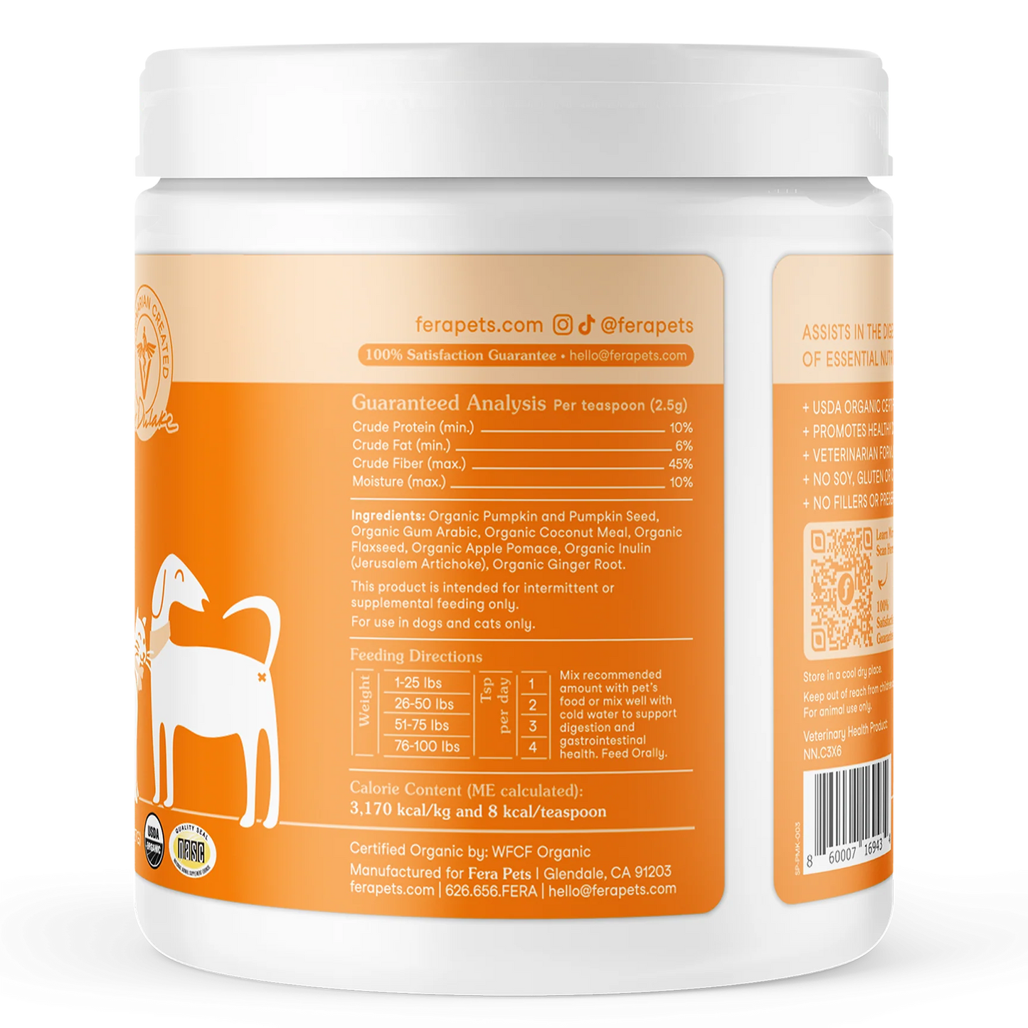 Pumpkin fiber powder for dogs to support digestion, constipation, and stool quality