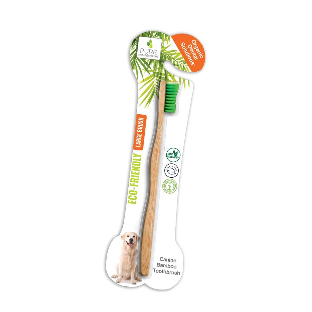 Eco-friendly bamboo dog toothbrush with dental-grade nylon bristles for plaque removal and daily dental care