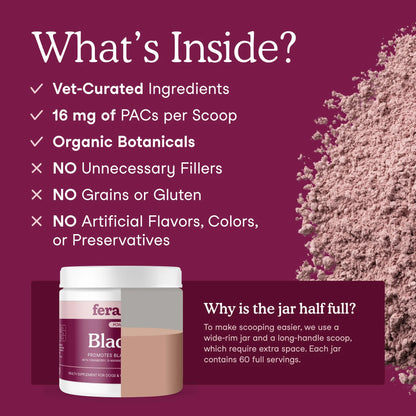 Ingredients in bladder support supplement for dogs including cranberry and D-mannose