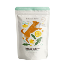 Front packaging of Botanical Bones Inner Glow digestive dog treats made with simple clean ingredients