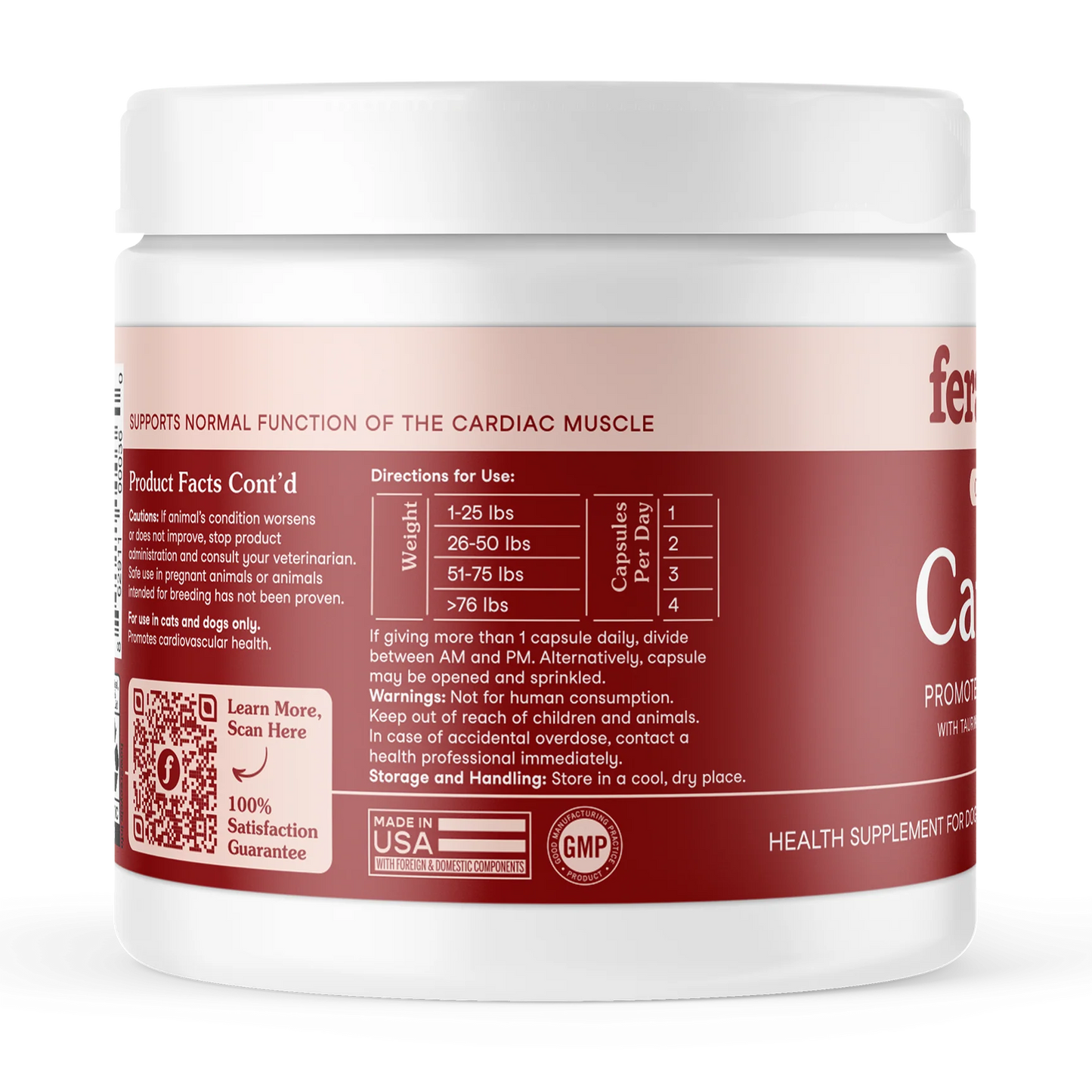 Cardiac Support Supplement Jar Back Label