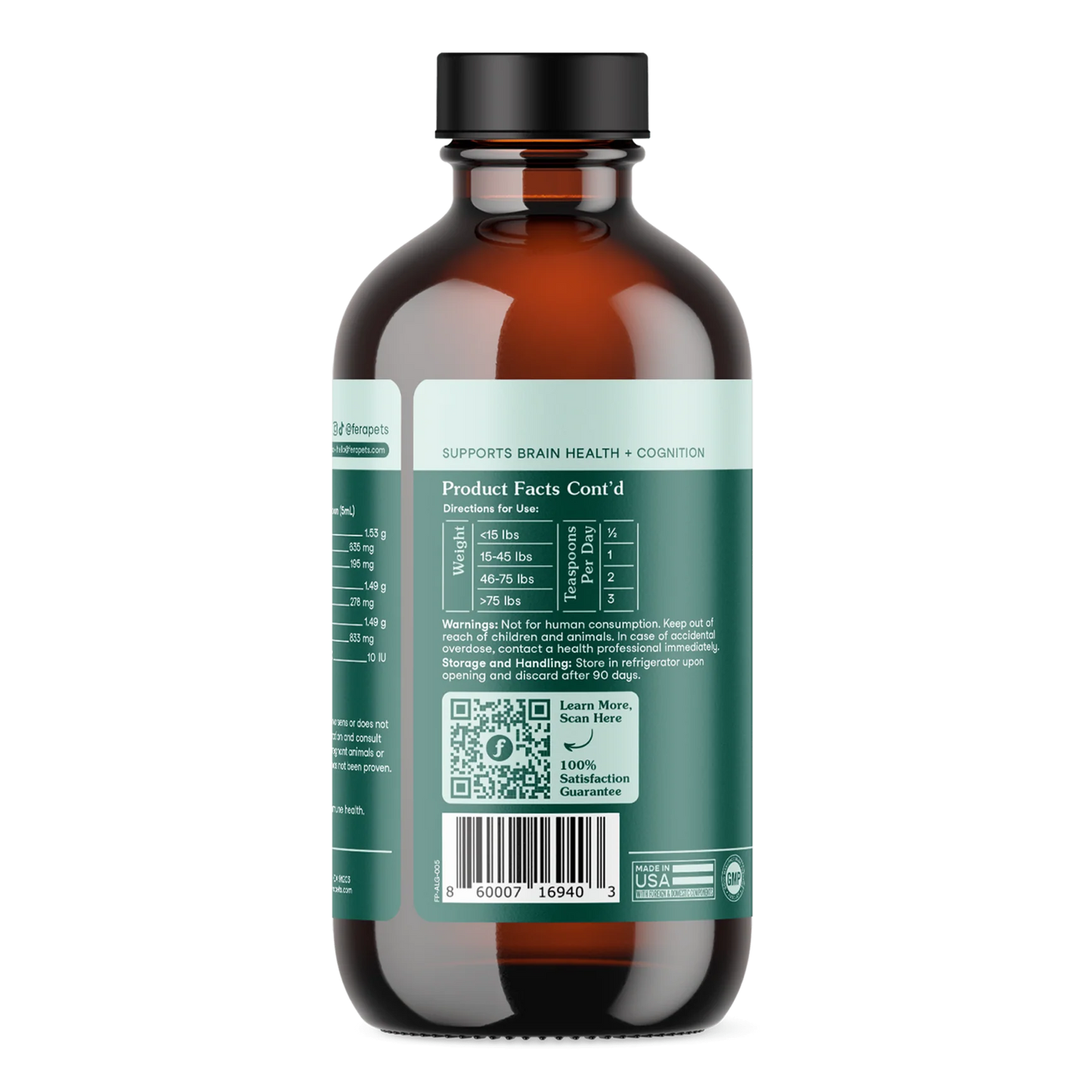 Fera Pets Algae Oil Bottle Side