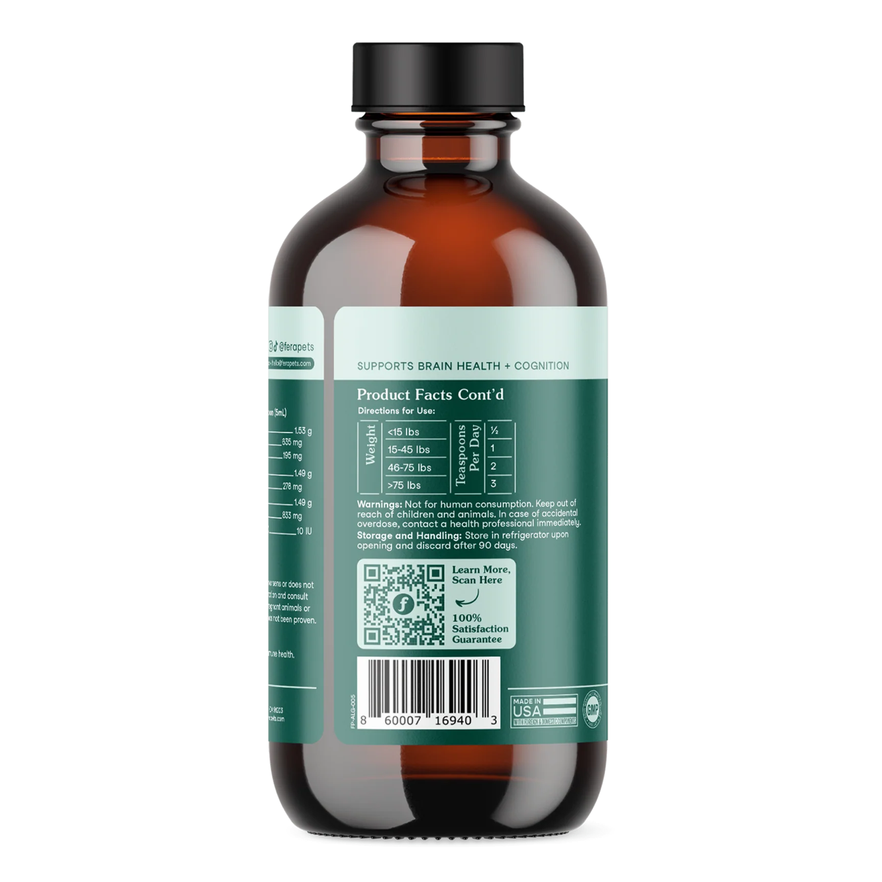 Fera Pets Algae Oil Bottle Side