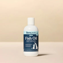 Fera Pets fish oil for dogs bottle featuring wild-caught Omega-3 formula with high EPA and DHA