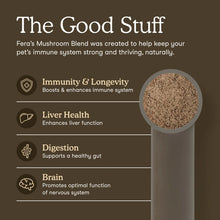 Fera Pets mushroom supplement supporting immune system brain health and digestion in dogs