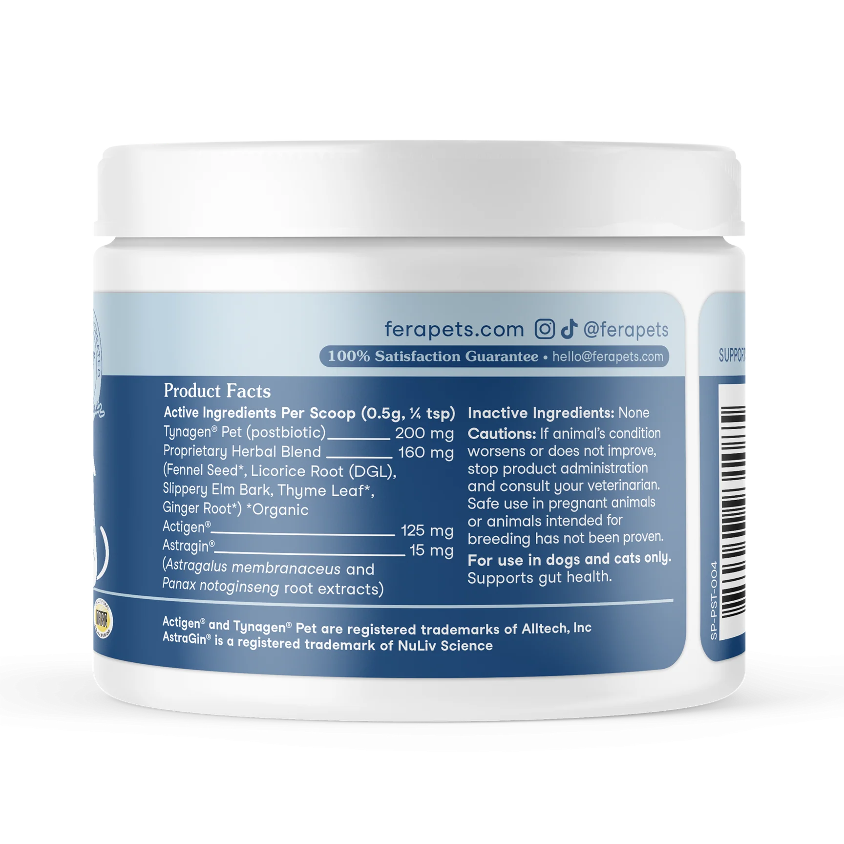 Fera Pets Postbiotics Plus Jar Side Label