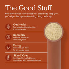 Fera Pets probiotic supplement supporting digestion gut health immune system and skin in dogs