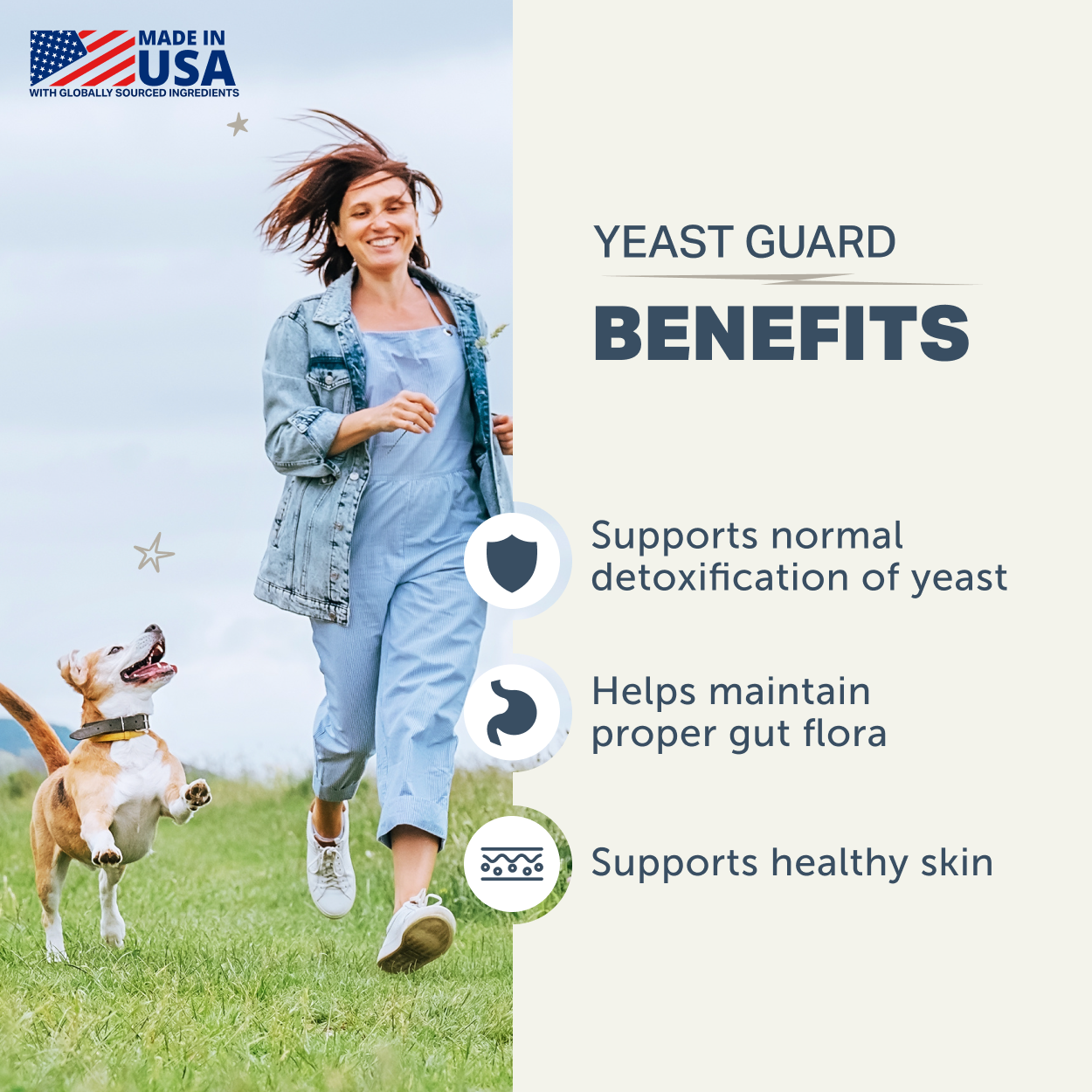 Yeast Guard for dogs highlighting support for yeast balance, skin, and microbiome health