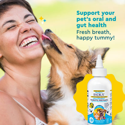 Dog dental water additive supporting fresh breath and healthy gums