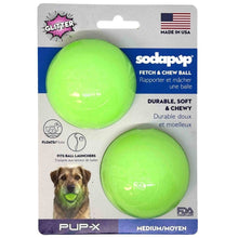 SodaPup Green Glitter soft rubber dog balls 2-pack for fetch, chewing, and treat enrichment