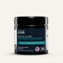 Four Leaf Rover Guts & Glory supplement for dogs freeze-dried organ blend jar