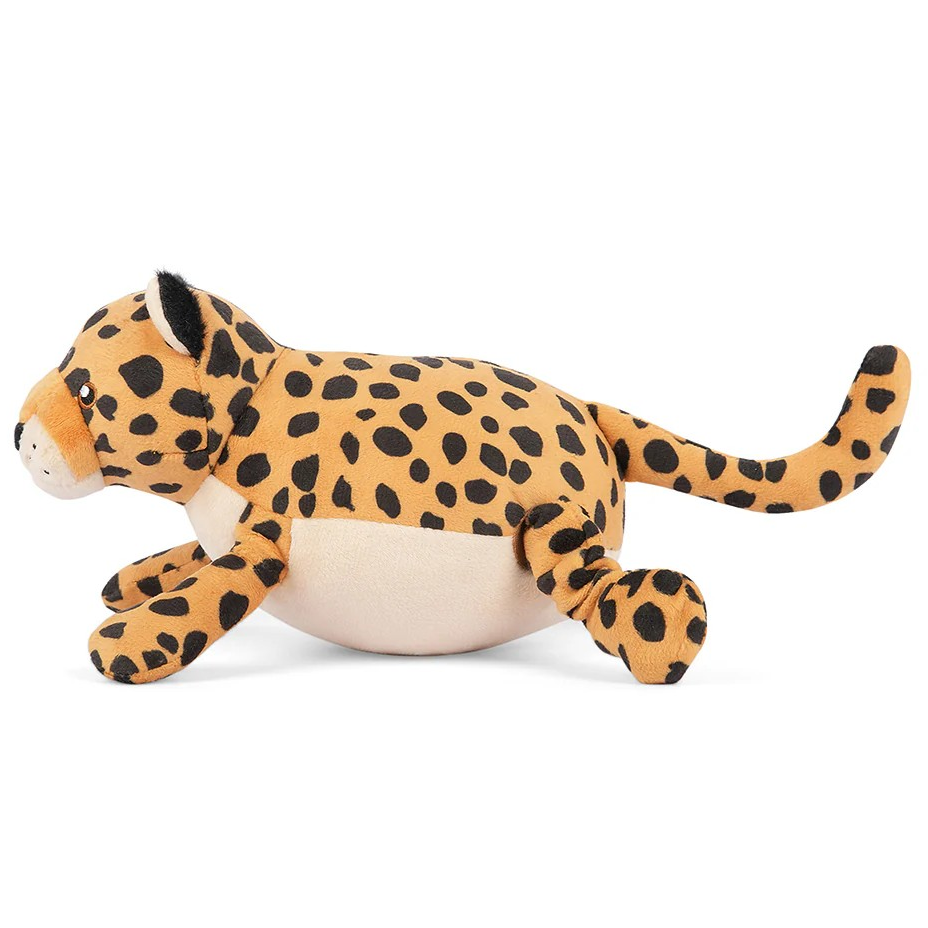 Leopard dog toy showing sliding limbs designed for interactive play