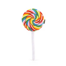 Plush Lollipup dog toy – a soft, durable, and non-toxic treat-shaped toy with a built-in squeaker for sweet, safe, and playful fun.