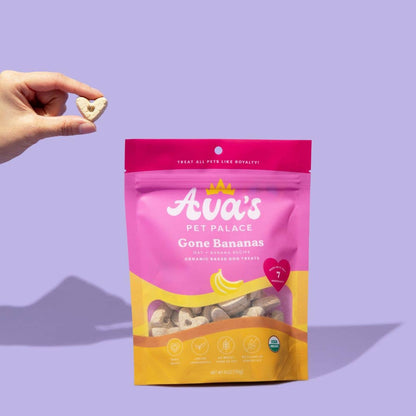 Oven-baked organic banana dog treats made with simple ingredients and no artificial fillers