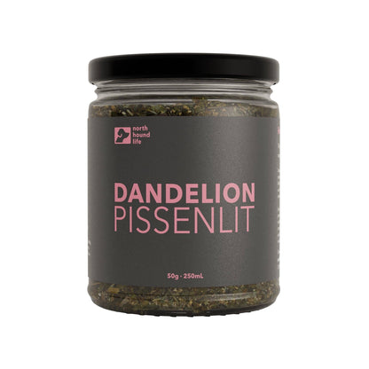 North Hound Life organic dandelion for dogs in glass jar supporting liver and digestion