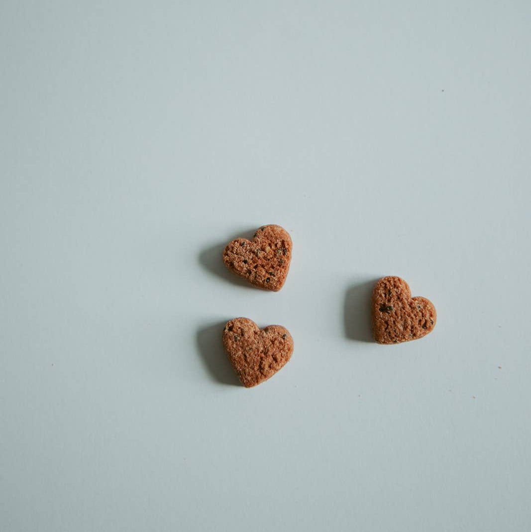 Organic Love Bites superfood dog training treats showing size and texture
