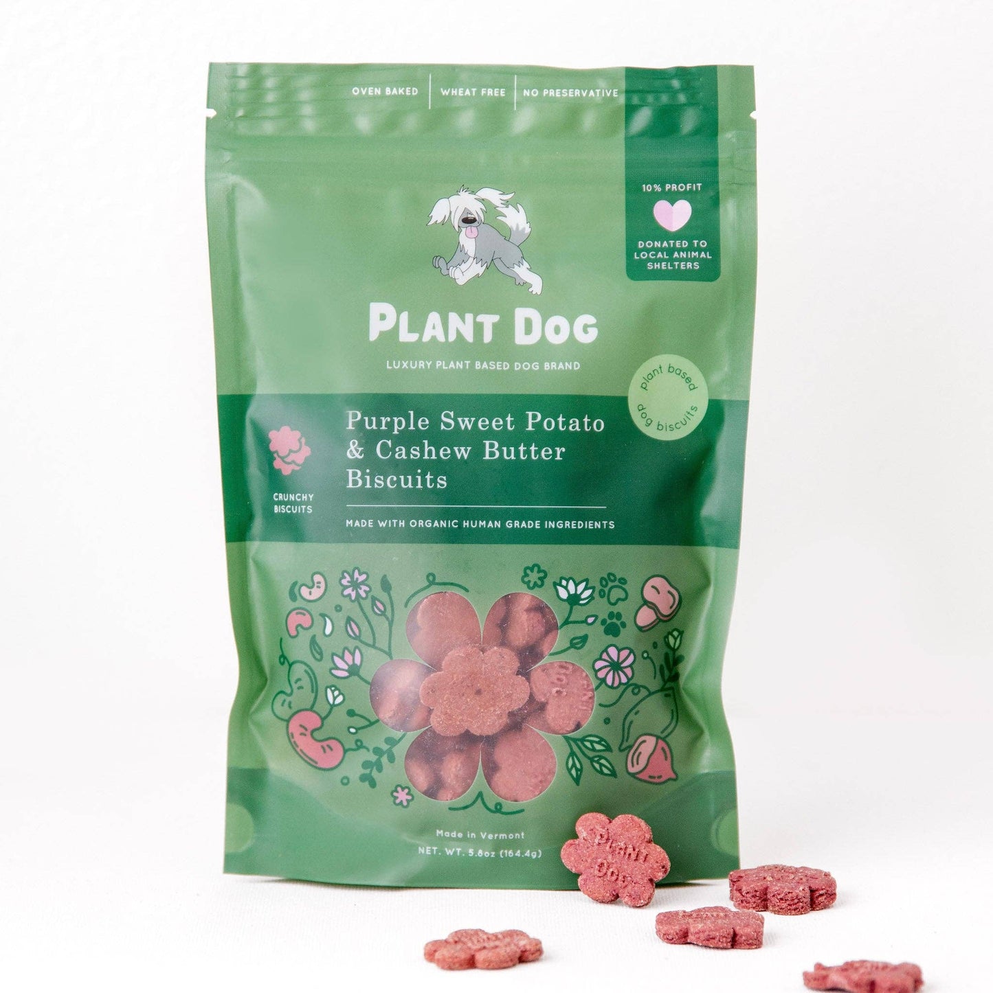 Plant-based dog treats made with organic purple sweet potato and antioxidant-rich ingredients