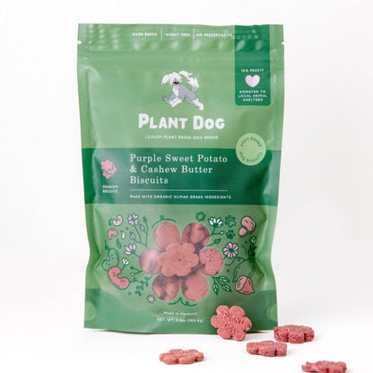 Plant-based dog treats made with organic purple sweet potato and antioxidant-rich ingredients