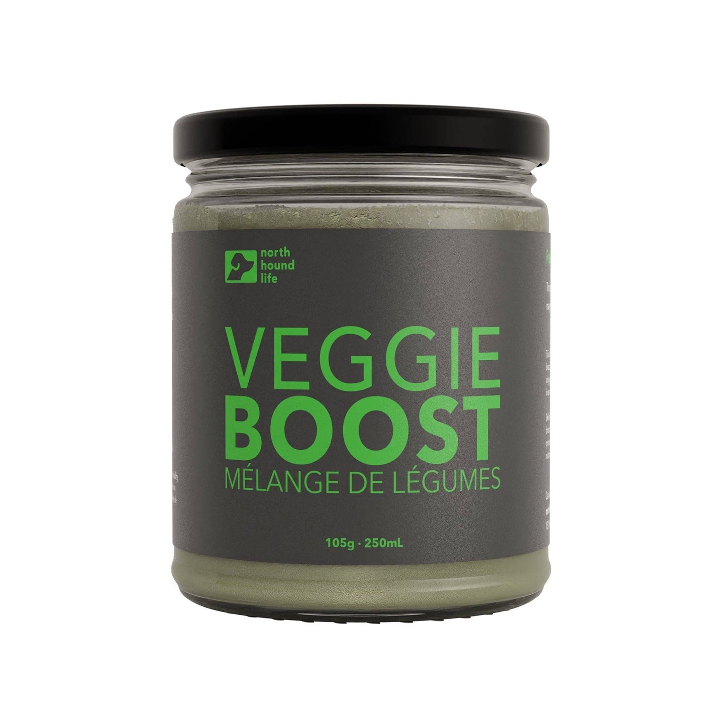 North Hound Life Veggie Boost organic vegetable blend for dogs in glass jar