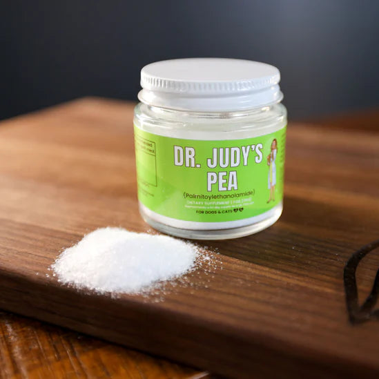 palmitoylethanolamide powder for dogs showing PEA supplement texture and serving amount