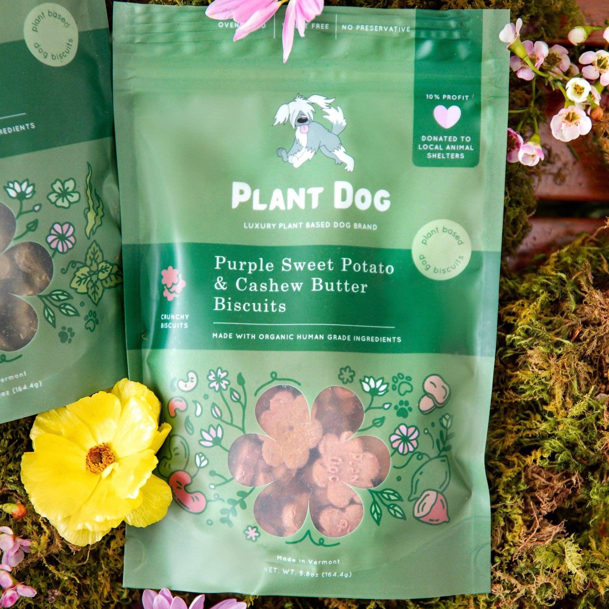 Organic purple sweet potato dog treats made with minimally processed, plant-based ingredients