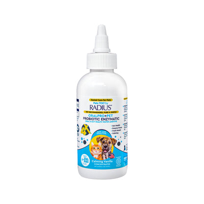 Probiotic dog dental water additive for fresh breath and gut health