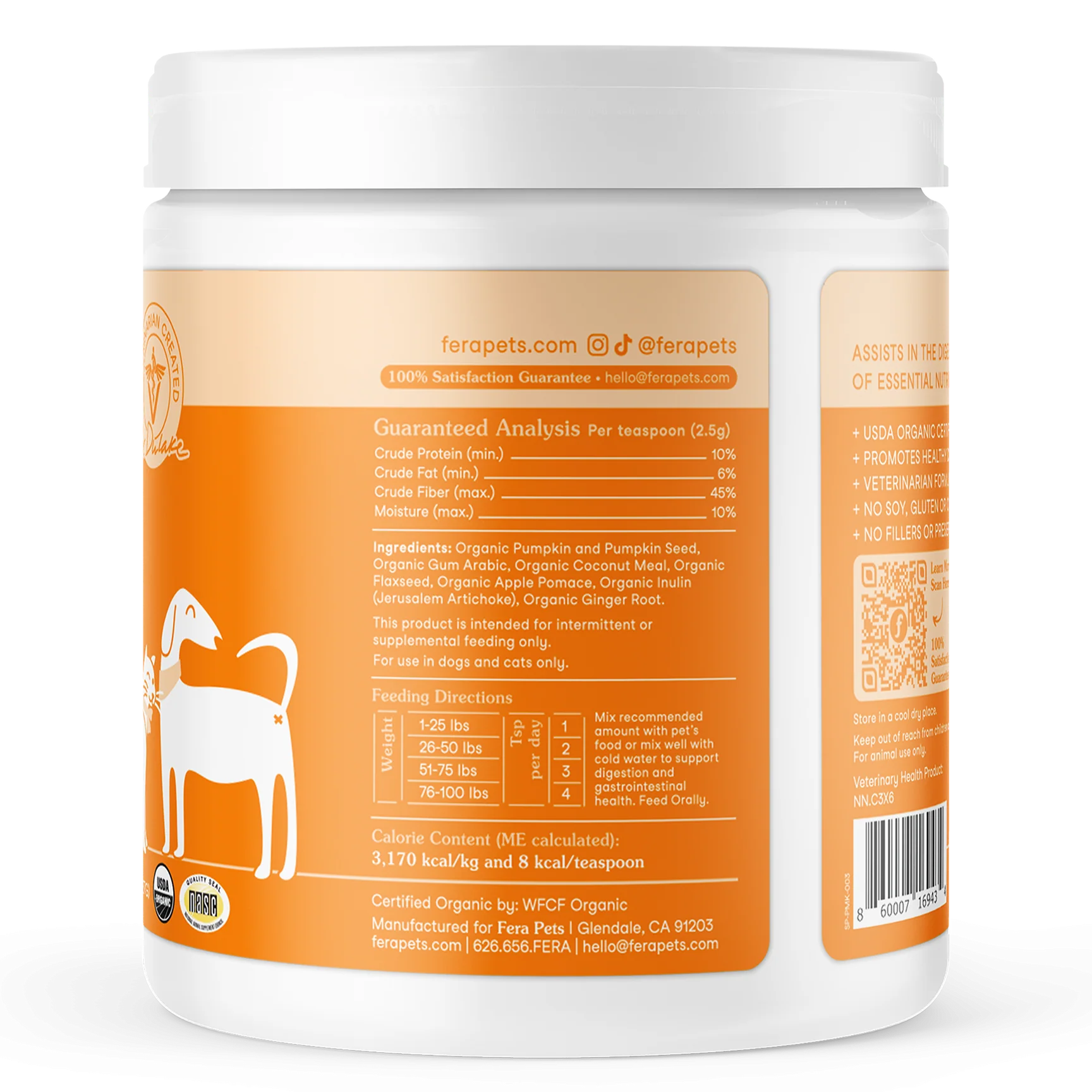 Pumpkin fiber powder for dogs to support digestion, constipation, and stool quality
