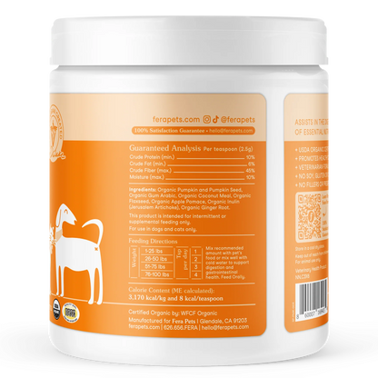 Pumpkin fiber powder for dogs to support digestion, constipation, and stool quality