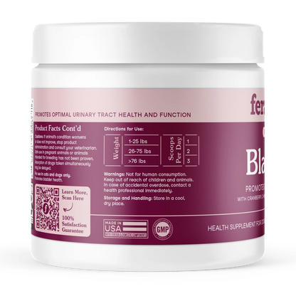 Bladder Support Supplement Jar Back Label