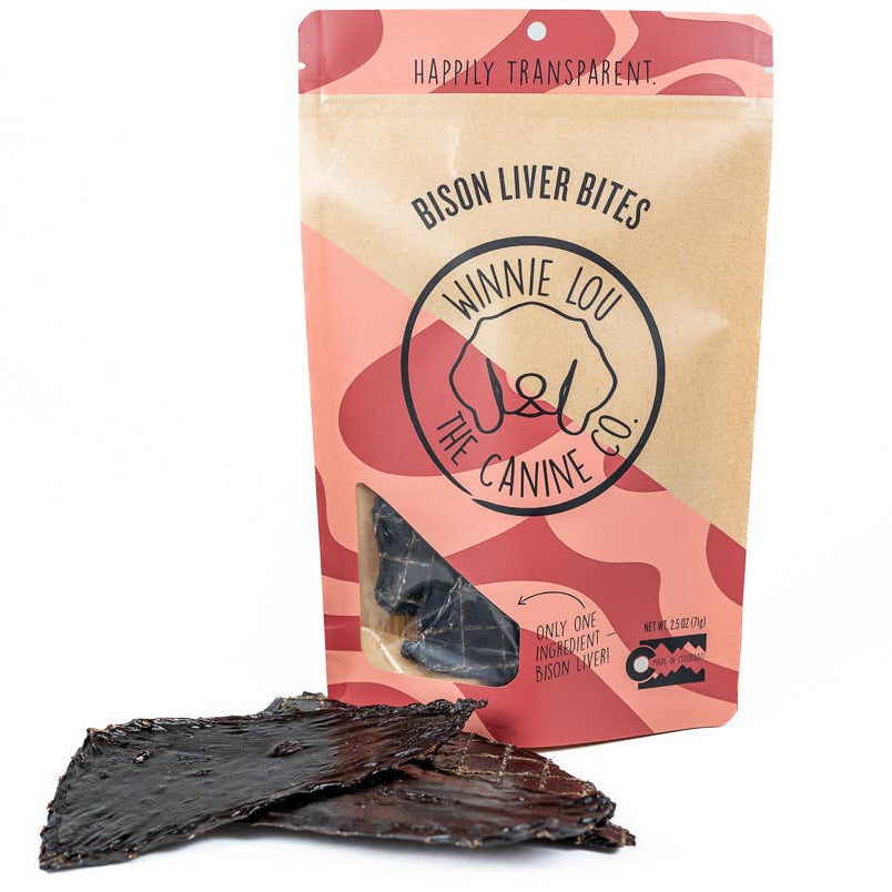 Winnie Lou single-ingredient bison liver dog treats made with 100% bison liver
