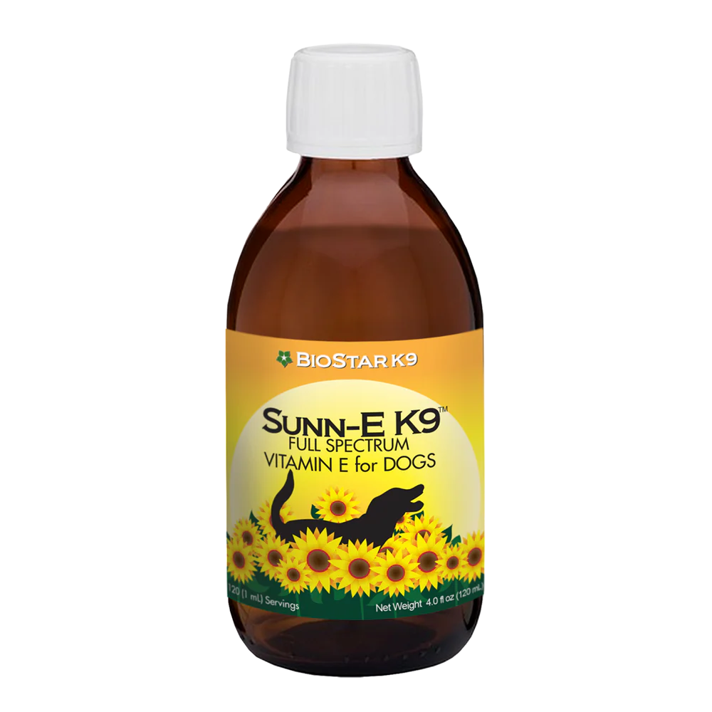 BioStar Sunn-E K9 vitamin E oil for dogs made with sunflower oil for antioxidant and cellular support