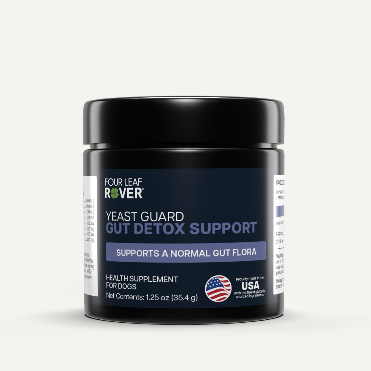 Four Leaf Rover Yeast Guard supplement for dogs supporting yeast balance and gut health