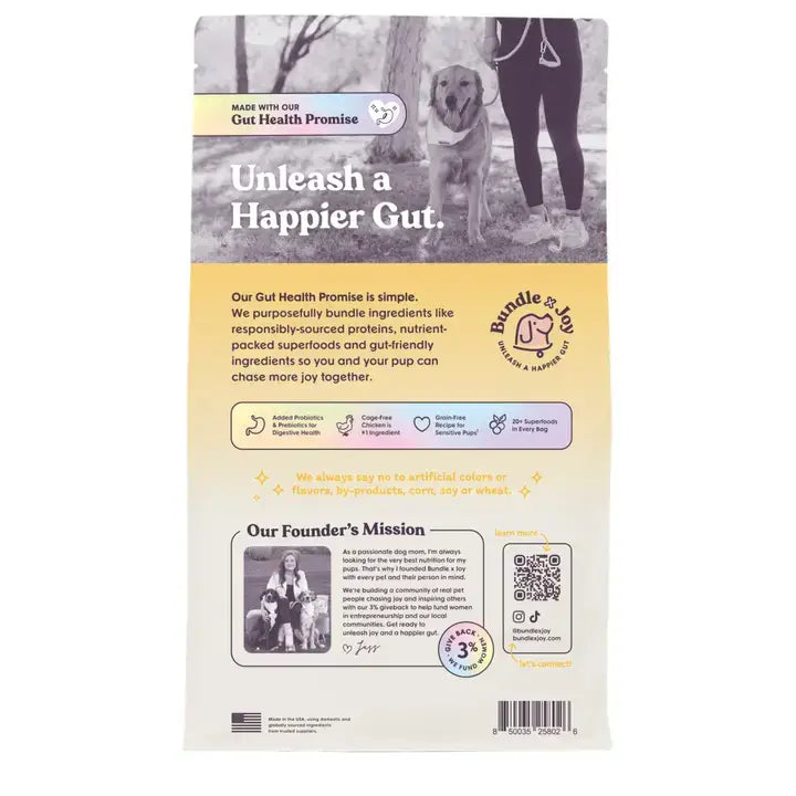 Bundle x Joy Chicken Dog Food back of bag