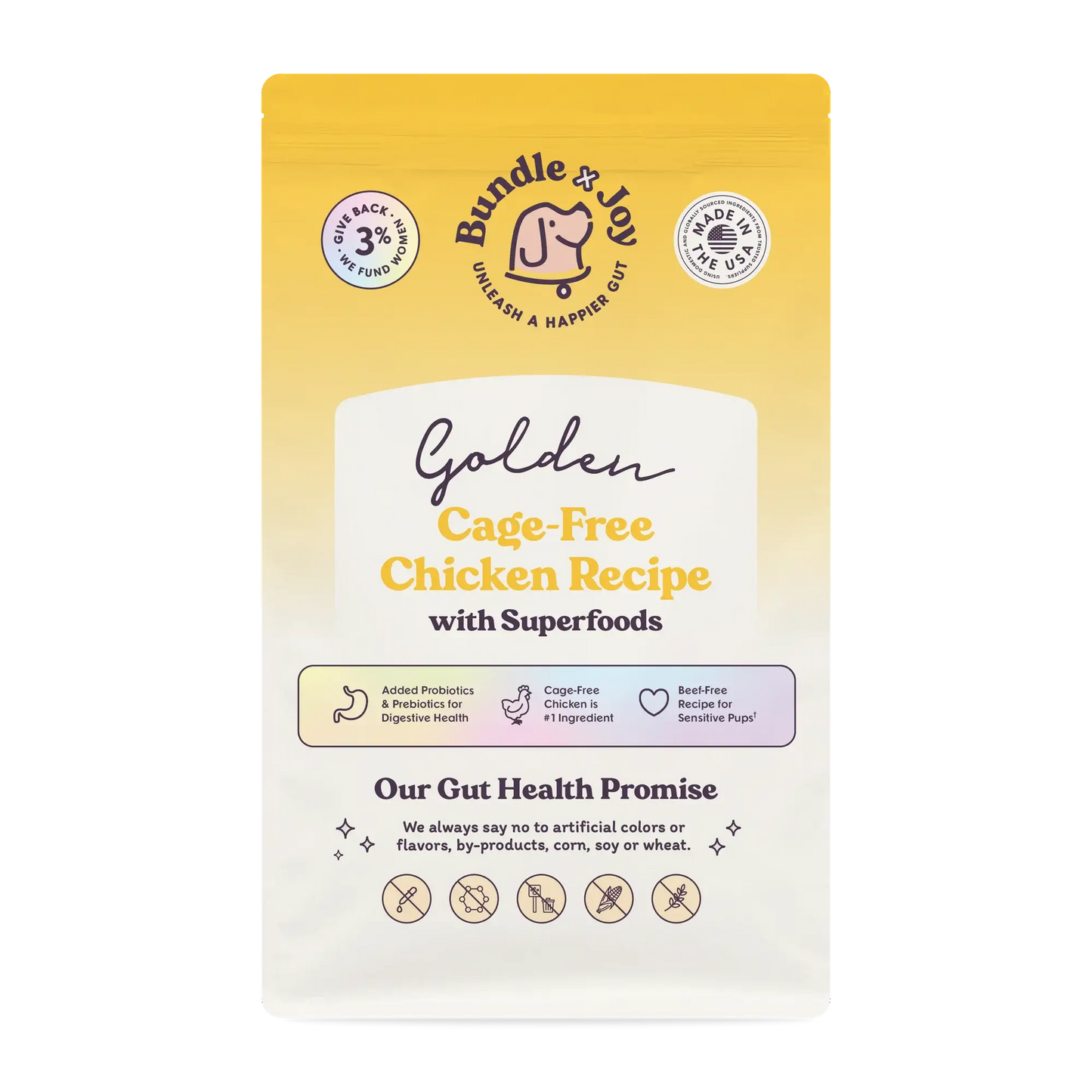 Bundle x Joy Golden Cage-Free Chicken Recipe dog food bag