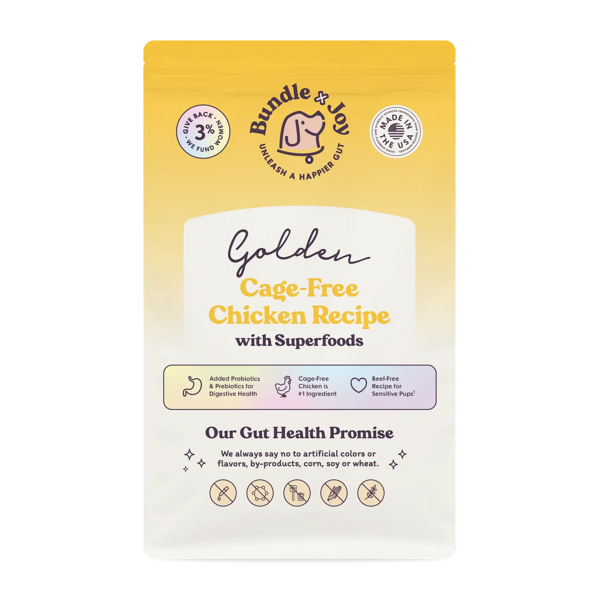 Bundle x Joy Golden Cage-Free Chicken Recipe dog food bag
