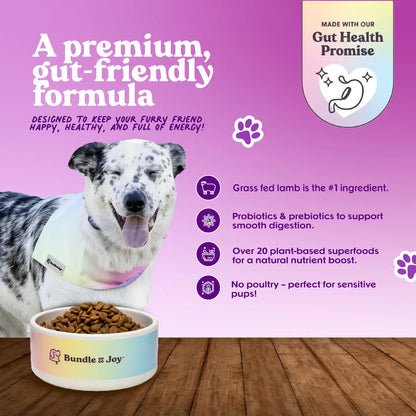 Bundle x Joy Brave Grass-Fed Lamb Recipe packaging with labeled nutrition and benefit callouts