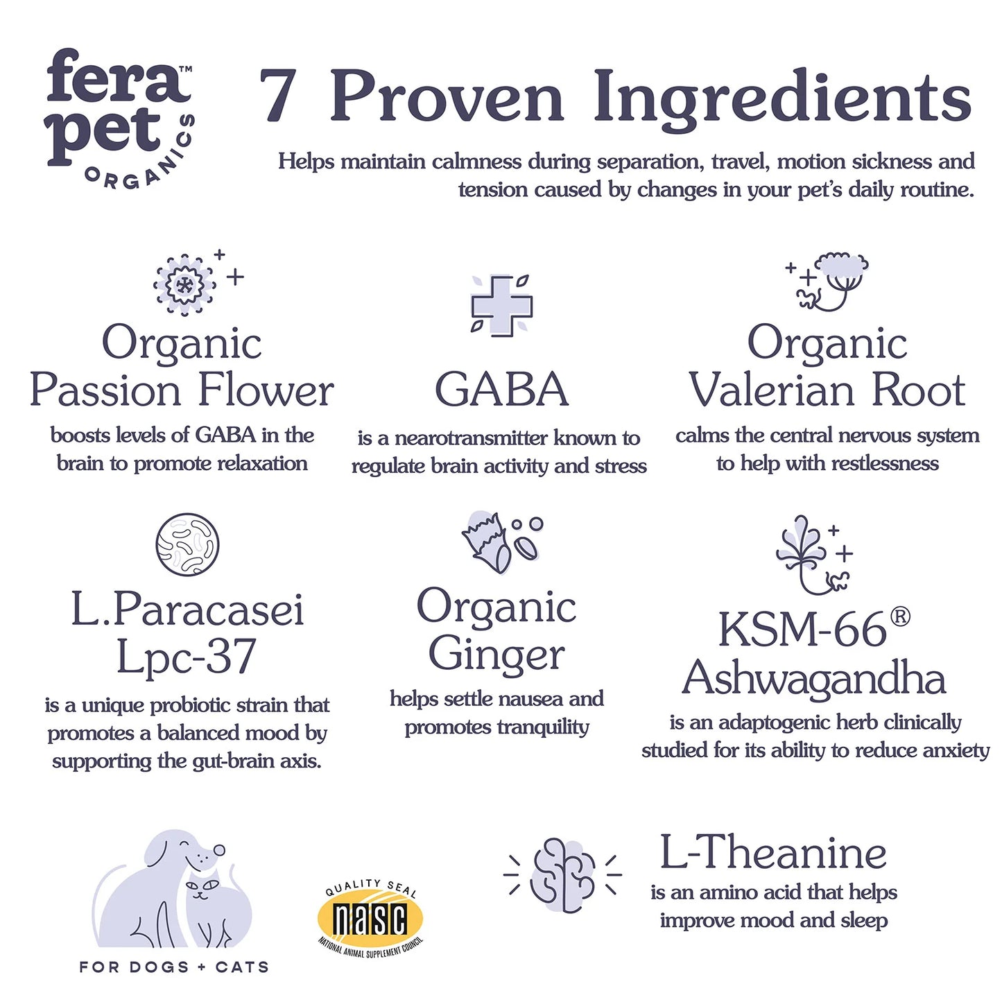 Fera Pets calming supplement for dogs, natural stress relief, anxiety support, vet-formulated pet relaxation supplement