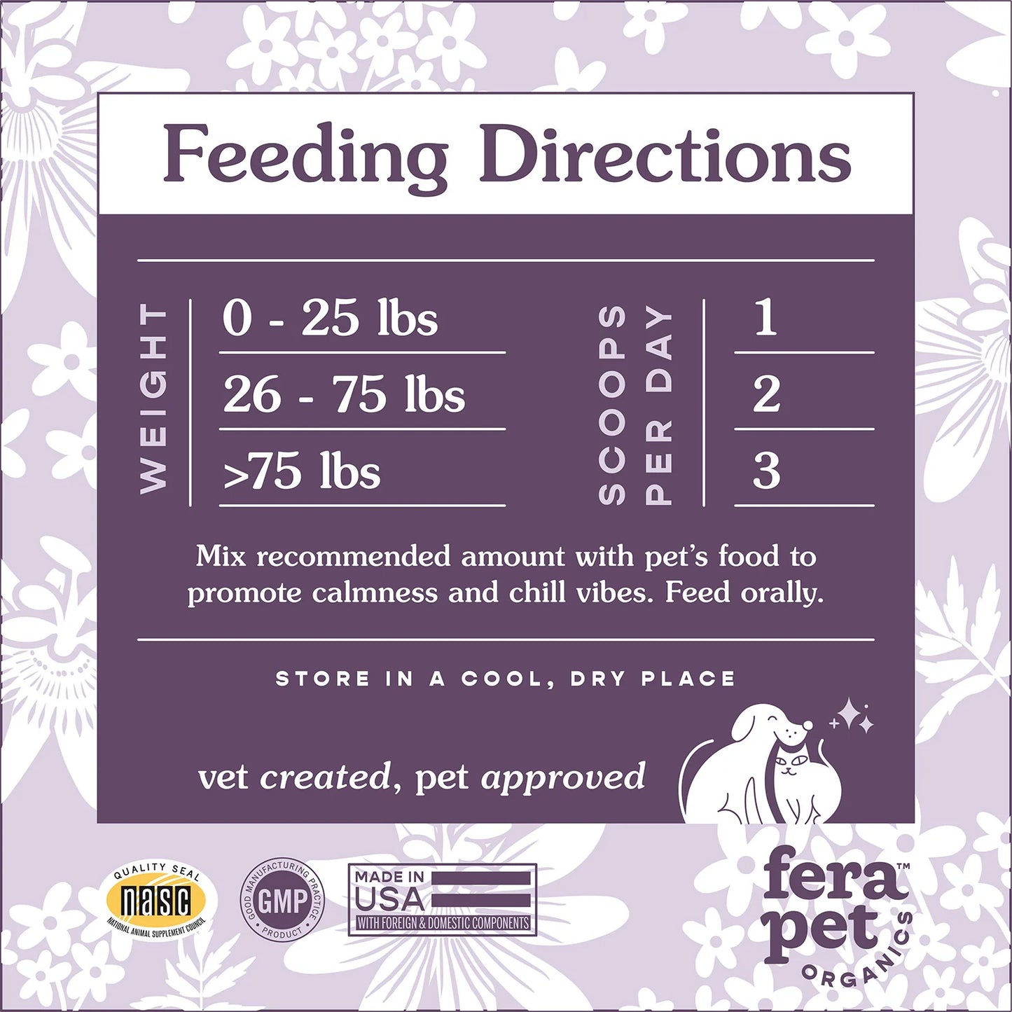 Fera Pets calming supplement for dogs, natural stress relief, anxiety support, vet-formulated pet relaxation supplement