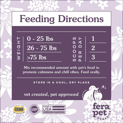 Fera Pets calming supplement for dogs, natural stress relief, anxiety support, vet-formulated pet relaxation supplement