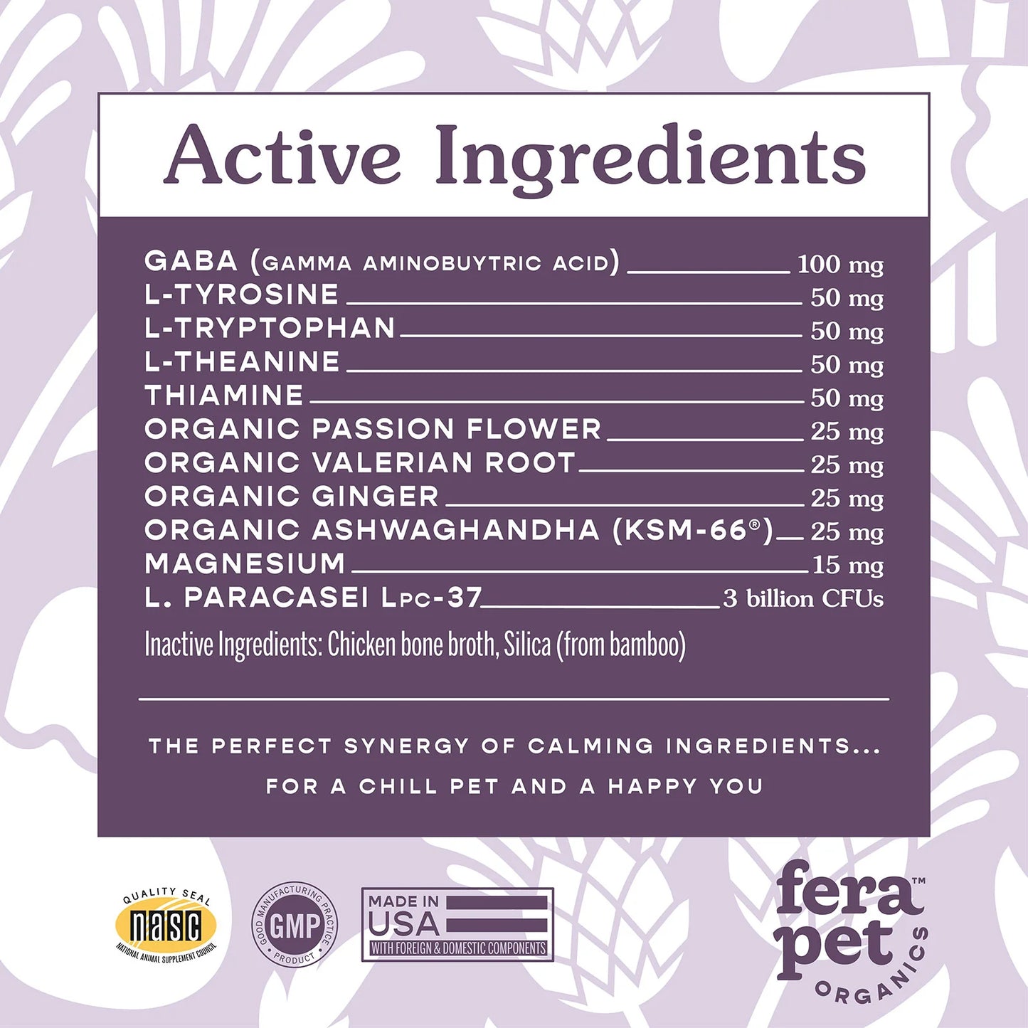 Fera Pets calming supplement for dogs, natural stress relief, anxiety support, vet-formulated pet relaxation supplement