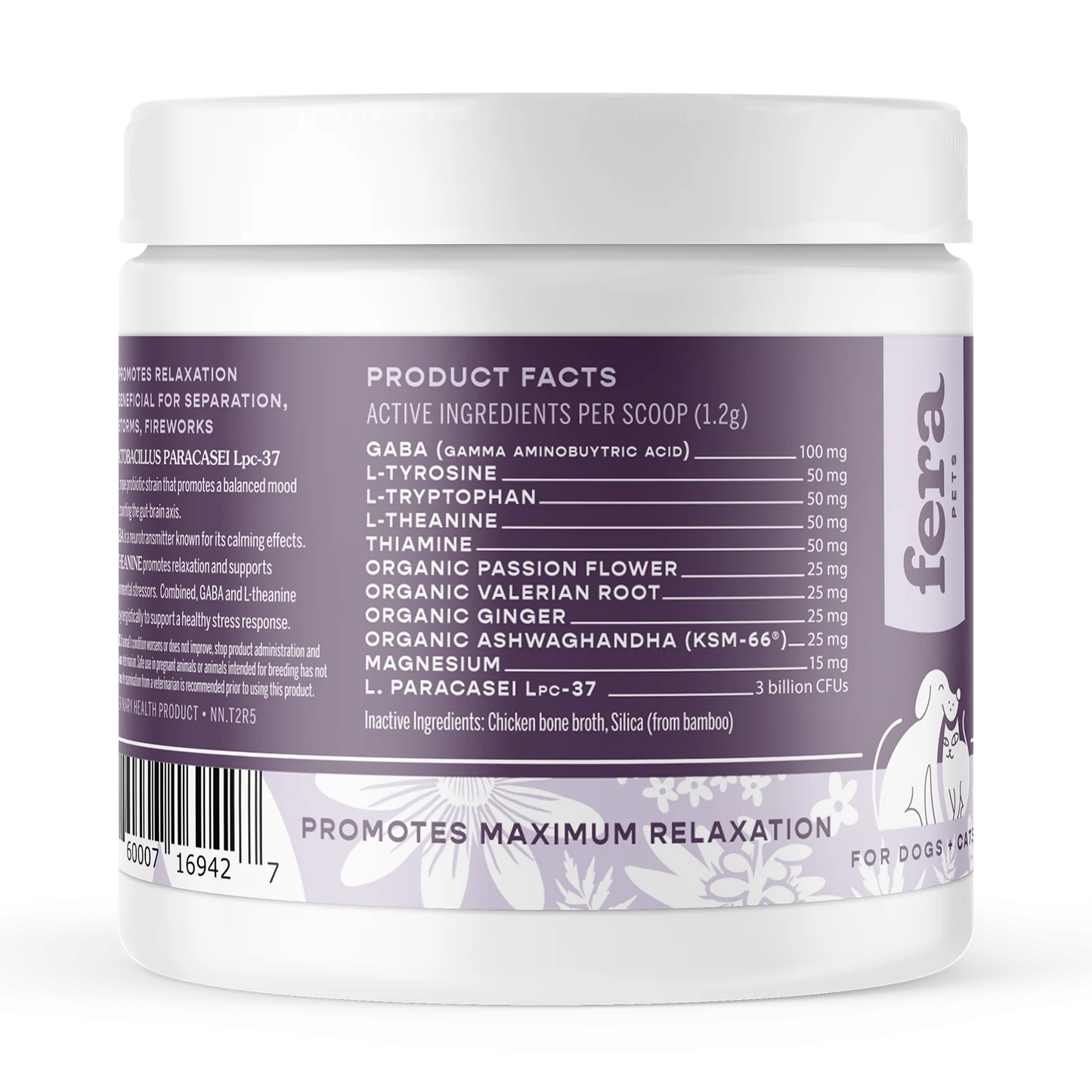 Fera Pets calming supplement for dogs, natural stress relief, anxiety support, vet-formulated pet relaxation supplement