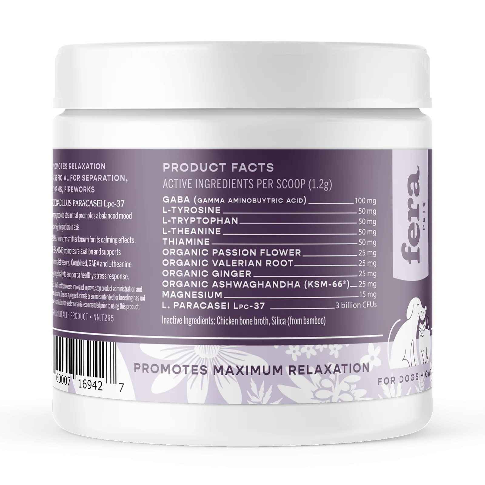 Fera Pets calming supplement for dogs, natural stress relief, anxiety support, vet-formulated pet relaxation supplement