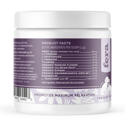 Fera Pets calming supplement for dogs, natural stress relief, anxiety support, vet-formulated pet relaxation supplement