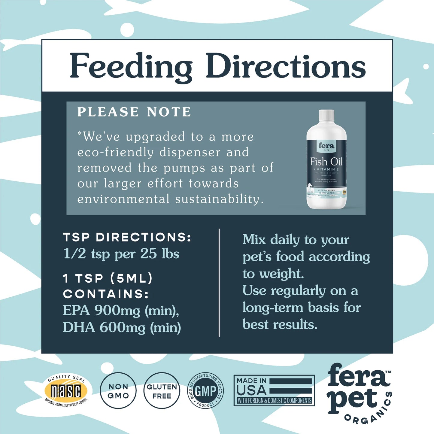 Omega-3 Rich Fera Pet's Fish Oil Supplement for Dogs and Cats - Supports Healthy Skin and Coat