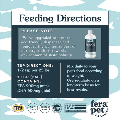 Omega-3 Rich Fera Pet's Fish Oil Supplement for Dogs and Cats - Supports Healthy Skin and Coat