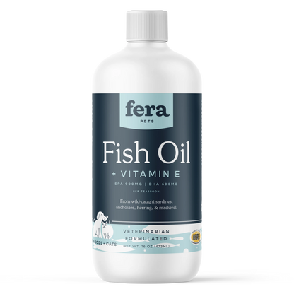 Omega-3 Rich Fera Pet's Fish Oil Supplement for Dogs and Cats - Supports Healthy Skin and Coat