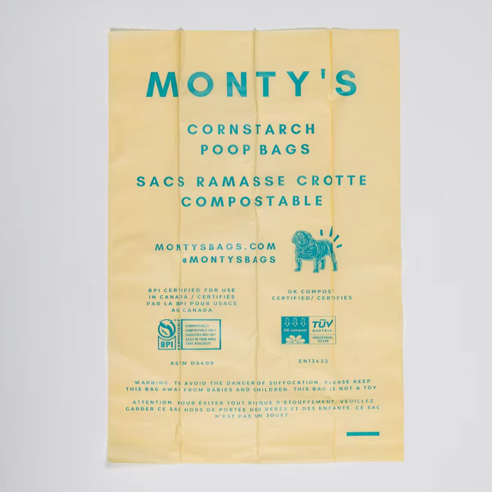 Eco-Friendly Monty's Corn Starch Poop Bags Biodegradable Dog Waste Bags